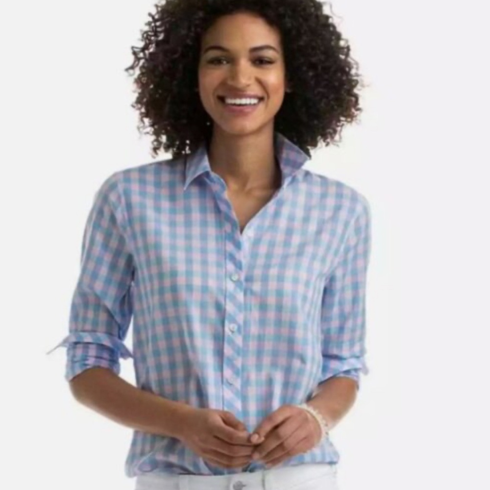 Vineyard Vines Blyden Gingham Relaxed Button Down Shirt. Size 00
